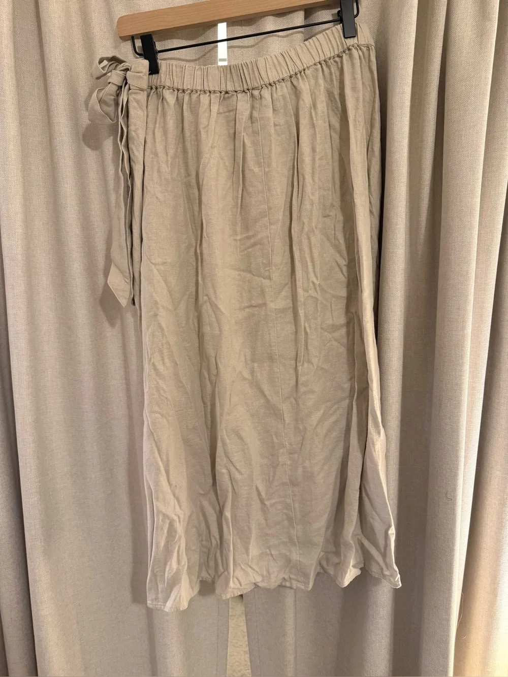 New J. Crew Factory Cream Faux Wrap Skirt Linen Blend M